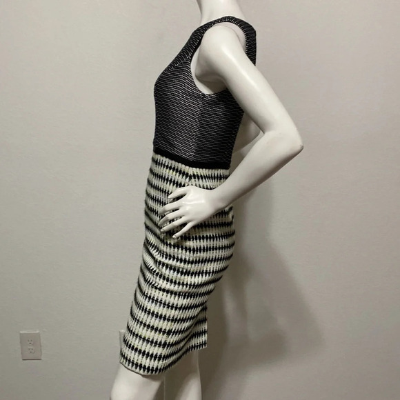 Muse Black White Mixed Pattern Sleeveless Sheath Dress Size 2 - Picture 3 of 7